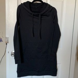 Black hooded sweatshirt dress